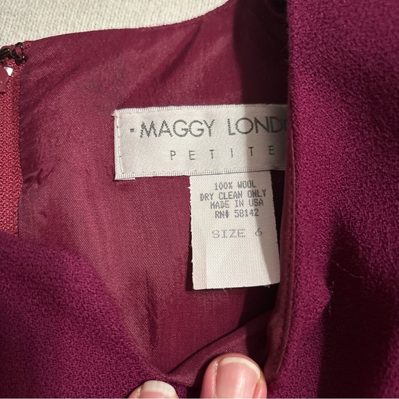 Vintage Maggy London Wool‎ A-Line Dress Purple Long Sleeve Sz6P Fully Lined - Picture 6 of 12
